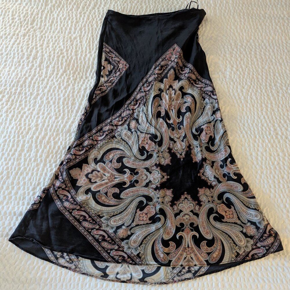Réalisation Par Joni Silk Maxi Skirt in the Black Batik print in Bandana